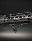 carbon fiber m-lok angled handstop low profile installed on ar handguard upright