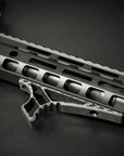carbon fiber m-lok angled handstop low profile installed on ar handguard
