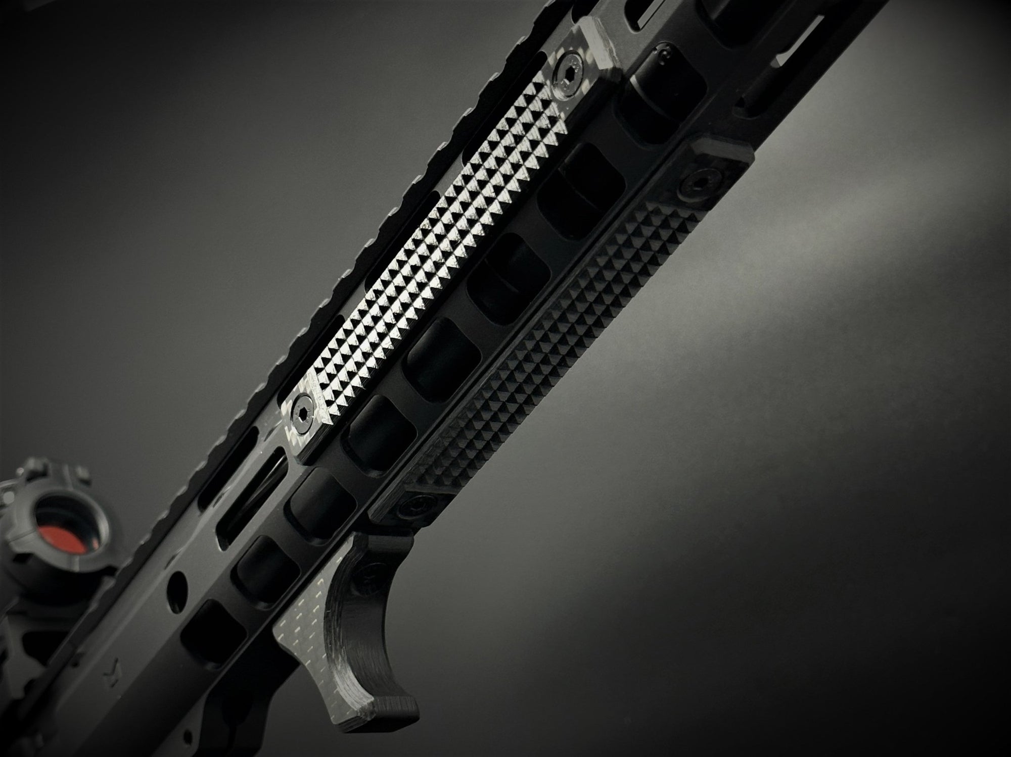 carbon fiber m-lok compact handstop and rail cover kit mounted on ar-15 handguard