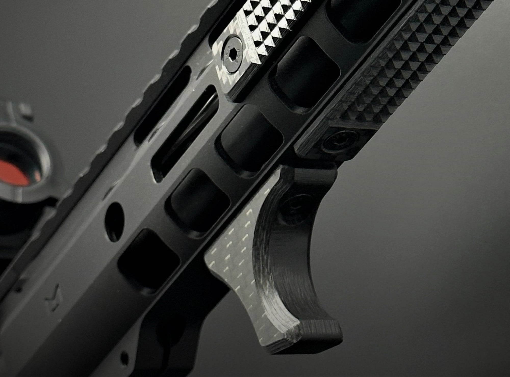 carbon fiber m-lok rail cover kit close up view installed