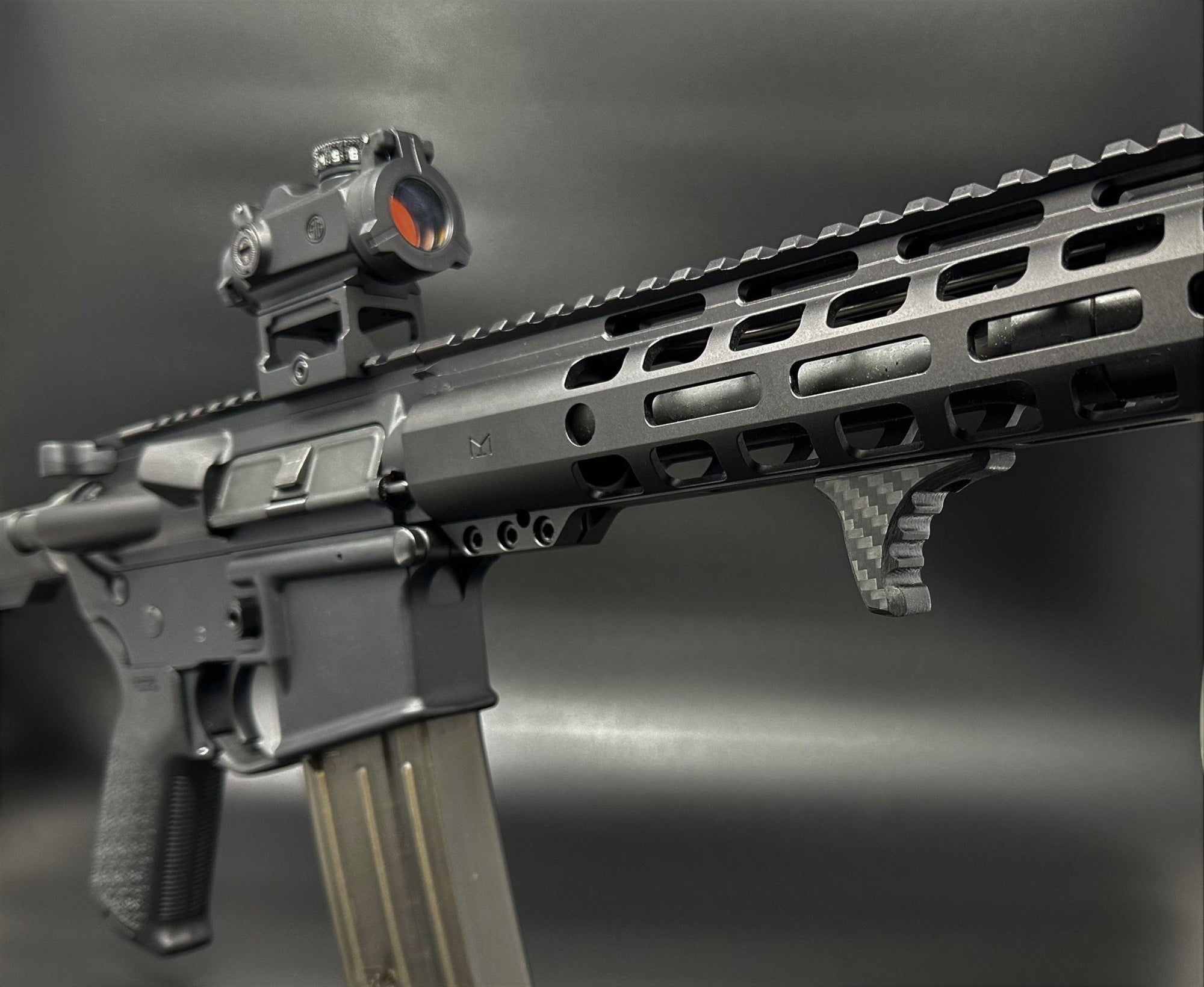 carbon fiber m-lok compact handstop textured jimped surface mounted