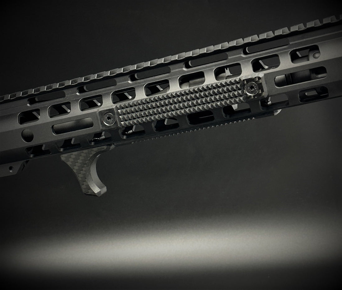 "Moruzzi's Shorty Carbon Fiber Handguard Rail Kit: Sleek and lightweight firearm accessory."